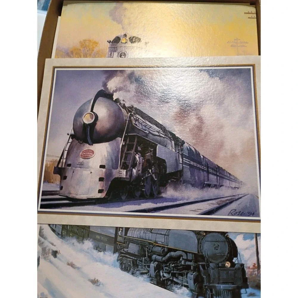 Leanin' Tree 1994 Locomotive Christmas Cards 44 Unfolded, 9 Folded With...